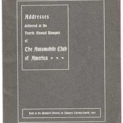 Addresses from Fourth Annual Banquet of ACA, 1903