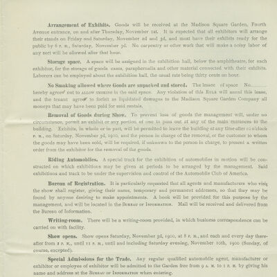page 2 of rules and regs from first annual auto show in NYC