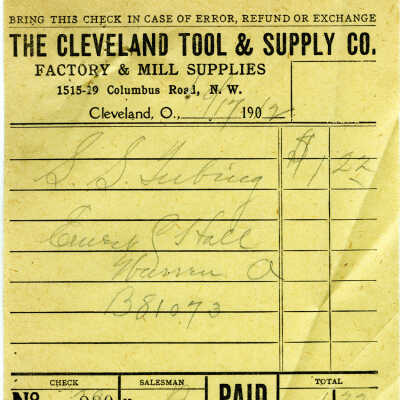 Letter from the Cleveland Tool and Supply Company