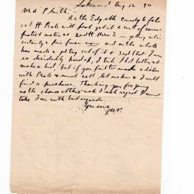 Letter from J.W. Packard