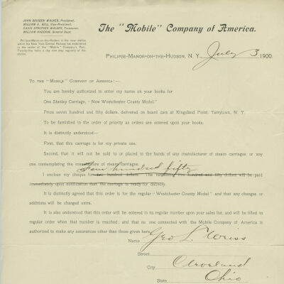 second letter from the "Mobile" Company of American 1900