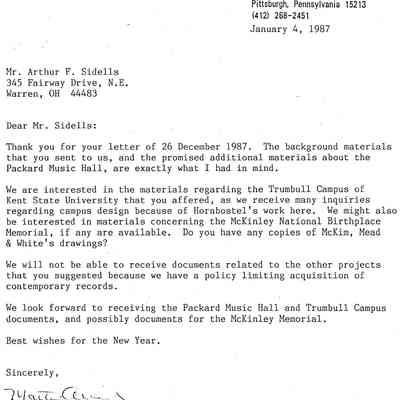 Letter about Packard Music Hall Plans Part 3