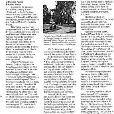 Packard Manor Lake Chautauqua Description
