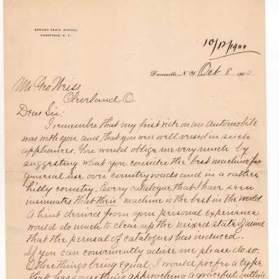 Letter to George Weiss from Edward Tracy Scovill, 1900