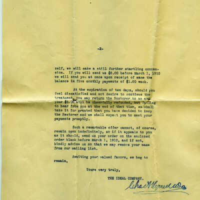 Letter from The Ideal Company