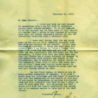 Letter from Franklin P. Reinhold
