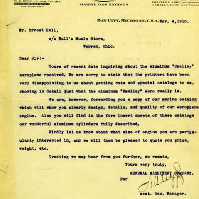 Letter from General Machinery Company