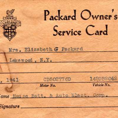 Elizabeth 'Bess' Packard's Service Card