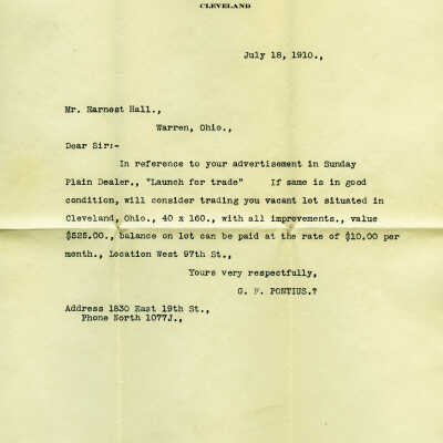 Letter from G. F. Pontius