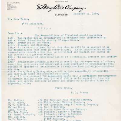 Letter to George L. Weiss from E.L. Strong, 1899
