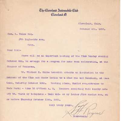 Letter to George. L. Weiss from S. H. Rogers, 1900