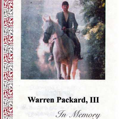Warren Packard III Memorial Card, 2010