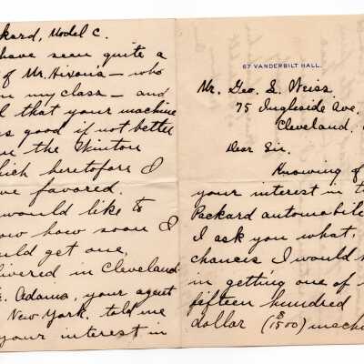 Letter to George Wiess from Henry Chishlom, June 7, 1901