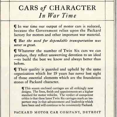 Packard Cars of Character in Wartime Ad