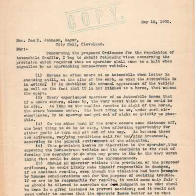Letter to Tom Johnson from Shiver Reese, 1902