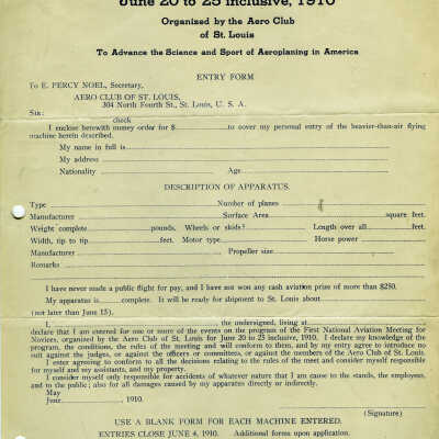 First National aviation Meeting for Novices Entry Form
