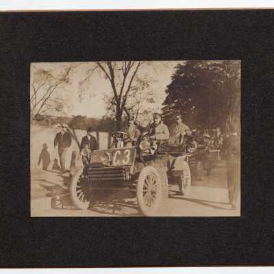 George L. Weiss driving Model F, 1902