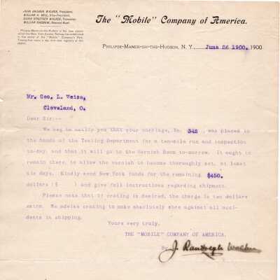 Letter to George L. Weiss from J. Randolph Walker, 1900