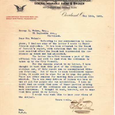 Letter to George Weiss from E. Shriver Reese, 1902