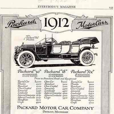 1912 Packard Ad Multiple Models