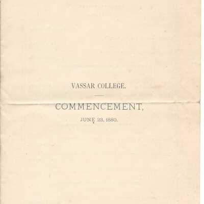 1880 Vassar Commencement Program.