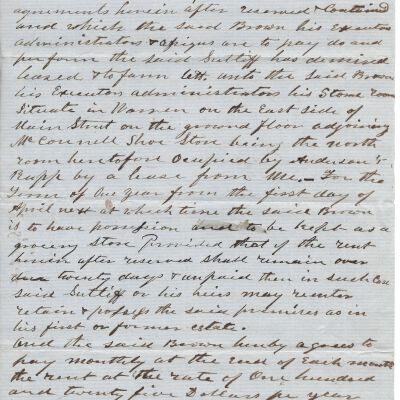 Agreement Between Josiah Brown and Levi Sutliff