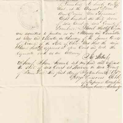 Flavel Sutliff Certificate of Admission as Attorney