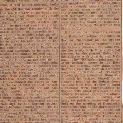 Bismarck's Policy Changed