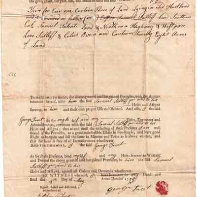 Deed between Samuel Sutliff and George Treet