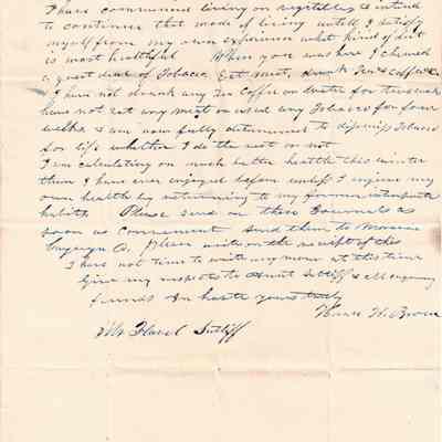 Horace Brown to Flavel Sutliff