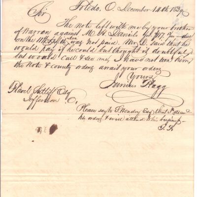 Junius Flagg to Flavel Sutliff