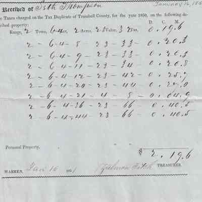Levi Sutliff Taxes 1851#2