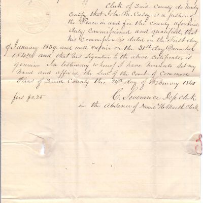 Curtis Severance to Flavel Sutliff