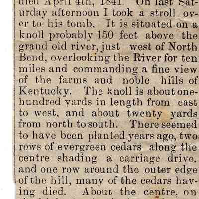 A Visit to Gen. Harrison's Tomb Newspaper Article