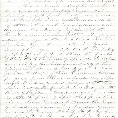 Agreement Between HA Chase and Levi Sutliff