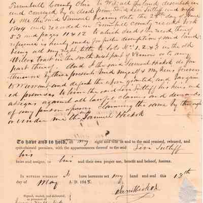 Samuel Hickok to Levi Sutliff