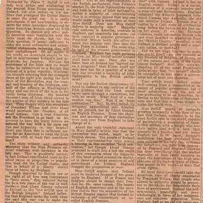 Reply to Miss Phebe Sutliff's Article on Sinn Feinn
