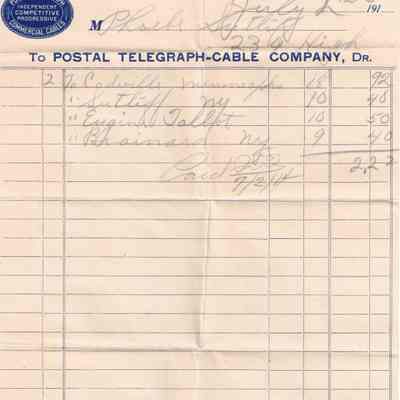 Telegraph-Cable Receipt