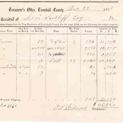 Levi Sutliff Taxes 1858
