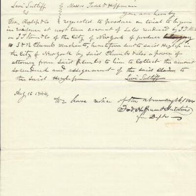 Levi Sutliff to Messers Todd and Hoffman