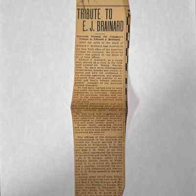 Tribute to E. J. Brainard, 1921