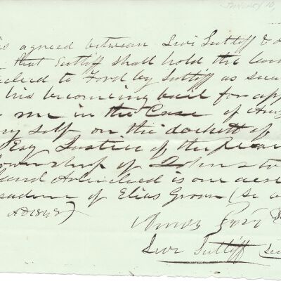 Agreement between Levi Sutliff and Amos Ford