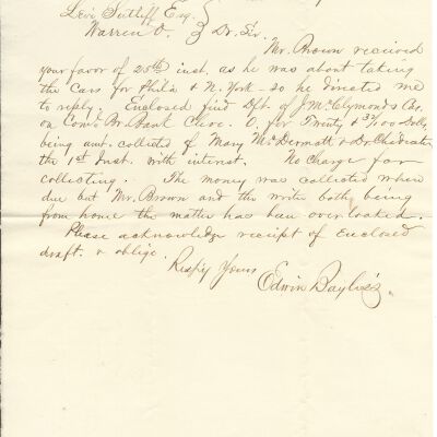 Edwin Bayless to Levi Sutliff