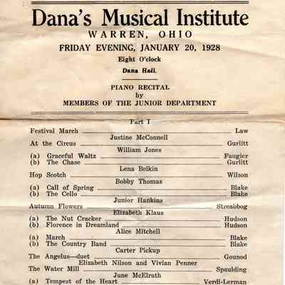 Dana's Musical Institute Program January 20, 1928