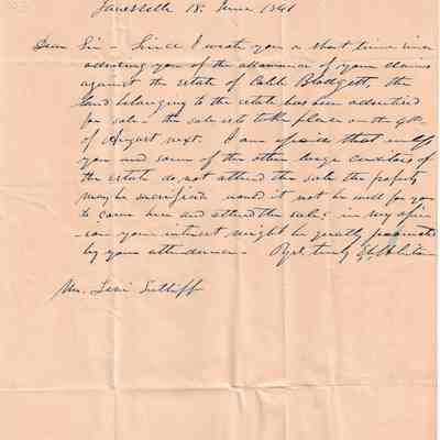 E. V. Whiton to Levi Sutliff