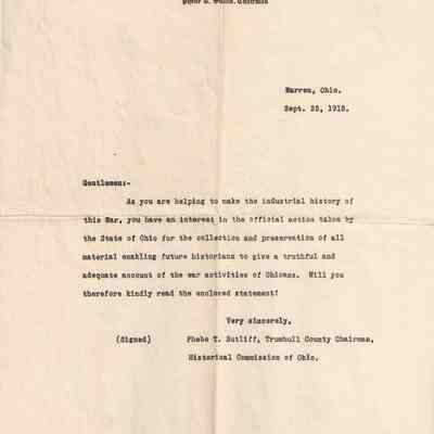 P.T. Sutliff to Historical Commission of Ohio