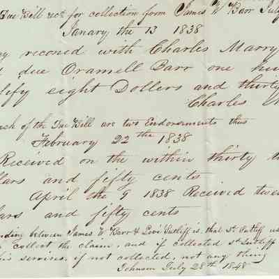 Bill for James W. Barr to Levi Sutliff