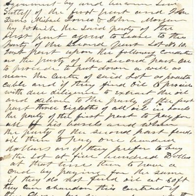 Agreement between Levi Sutliff and John Davis, John Morgan, and Michael Jones