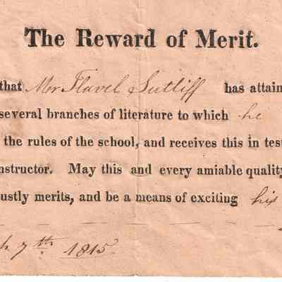 Flavel Sutliff Reward of Merit
