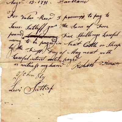 Promissory Note for Samuel Sutliff, Jr.